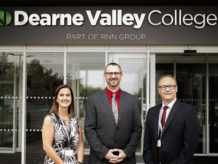 Jason Austin and Cheryl Martin stood outside Dearne Valley College with a Google Education representative.