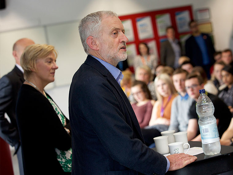 Jeremy Corbyn addresses Dearne Valley College's students.