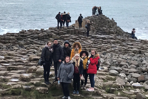 students on trip to Giant's Causeway in Northern Ireland