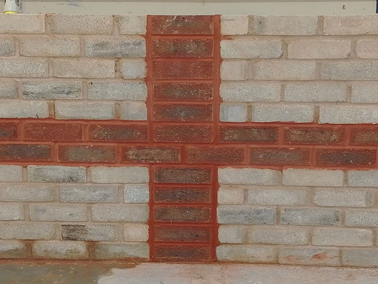 A brick wall flag