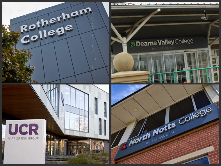RNN Group campuses - Rotherham College, North Notts College, Dearne Valley College and University Centre Rotherham