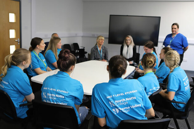 Professor Dame Hilary Chapman DBE, HM Lord-Lieutenant giving a talk to healthcare students